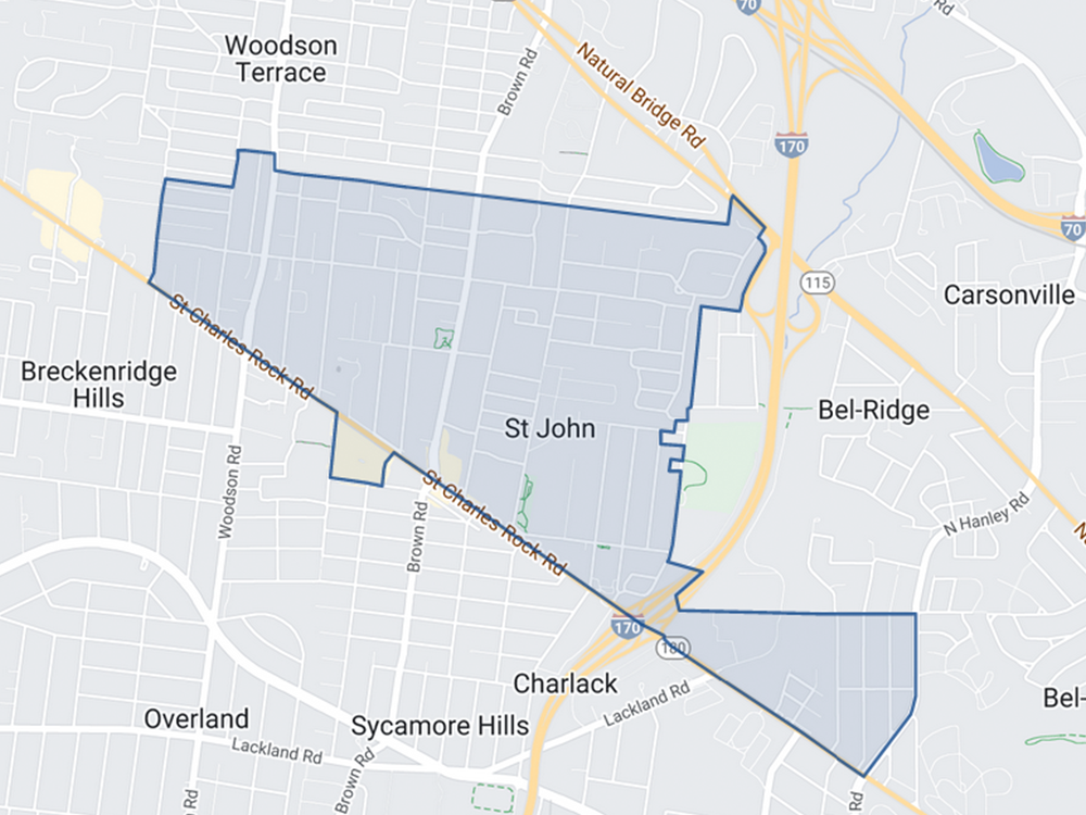 Map of borders of the city of st john